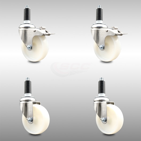 Service Caster 4 Inch 316SS Nylon Swivel 1 Inch Expanding Stem Caster Lock Brake SCC, 2PK SCC-SS316TTLEX20S414-NYS-2-S-2-1 - main
